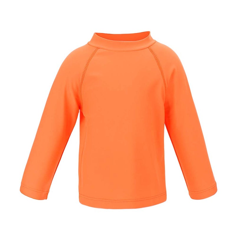 Estamico Boys' Long Sleeve Rashguard Swimwear Rash Guard Athletic Tops Swim Shirt UPF 50+ Sun Protection, Orange 2T - Image 1